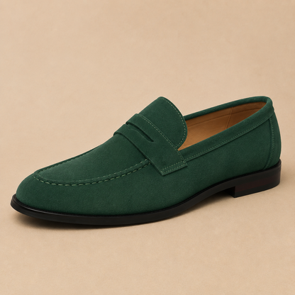 Mens Suede Penny Loafers | Casual Slip-On Shoes for Men | Steven & Levon