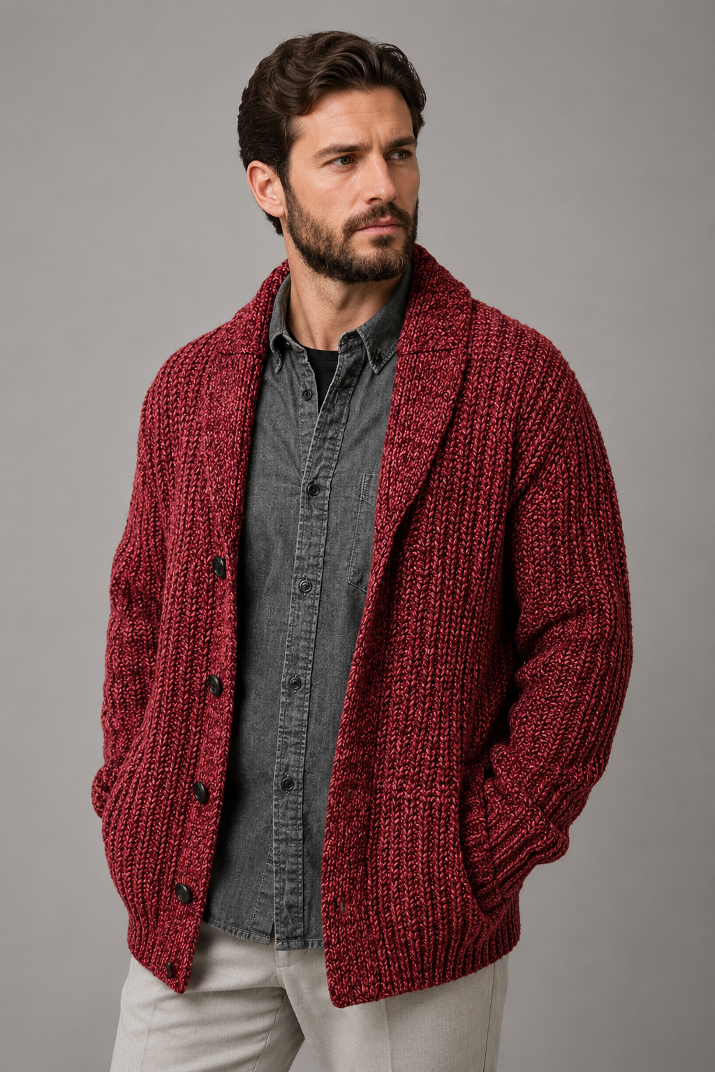 Men’s Comfortable Cardigan | Men | Knit Fabric | Button Closure & Pockets | Steven & Levon