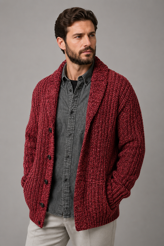 Men’s Comfortable Cardigan | Men | Knit Fabric | Button Closure & Pockets | Steven & Levon