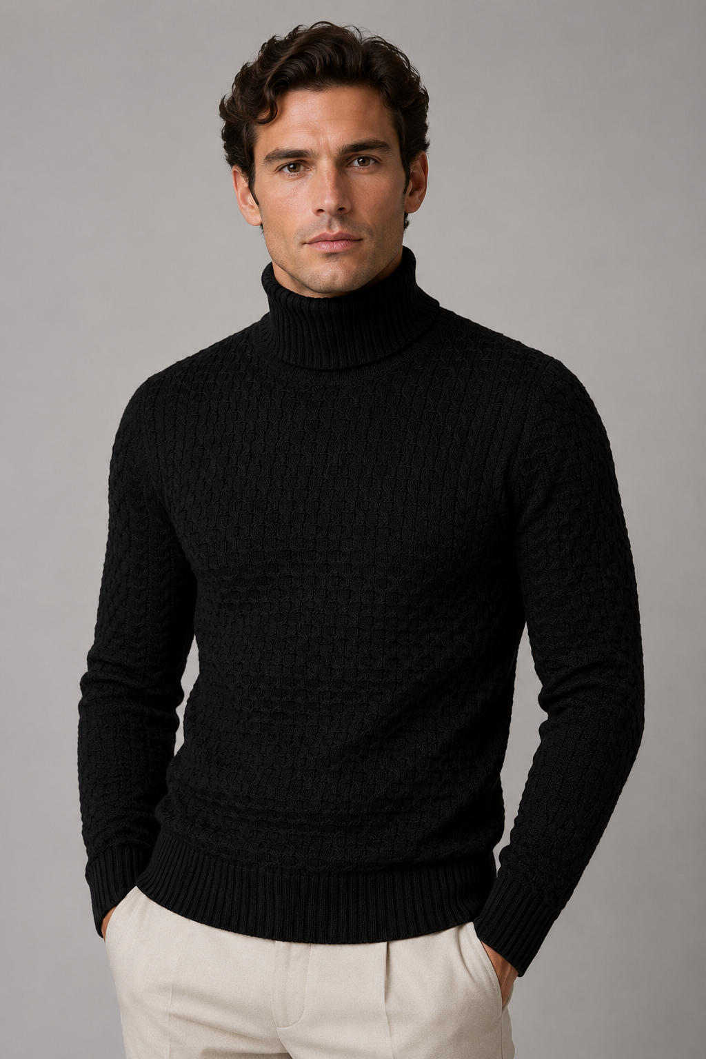Men’s Turtleneck Sweater | Slim Fit Roll Neck Jumper | Men | Soft Knit Fabric | Casual Everyday Wear | Steven & Levon