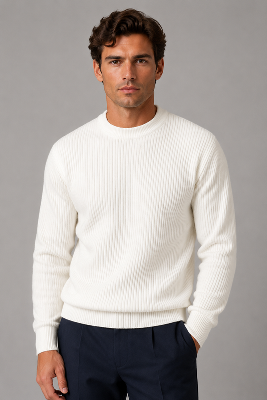 Men’s Ribbed Knit Sweater | Soft Knit Jumper | Textured Design | Everyday Comfort | Steven & Levon