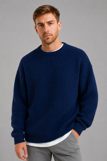 Men’s Oversized Knitted Sweater | Ribbed Knit Jumper | Soft Knit Fabric | Relaxed Fit | Steven & Levon