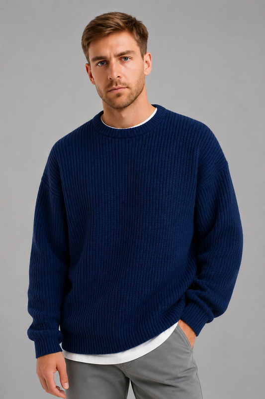 Men’s Oversized Knitted Sweater | Ribbed Knit Jumper | Soft Knit Fabric | Relaxed Fit | Steven & Levon