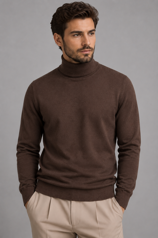 Men’s Classic Roll Neck Sweater | Turtleneck Knit Jumper | Soft Knit Fabric | Smart Casual Style | Steven & Levon