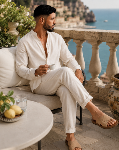 Men’s Linen Lounge Set | Men | Breathable Linen Blend | Comfortable Loungewear Co-Ord | Relaxed Fit | Steven & Levon