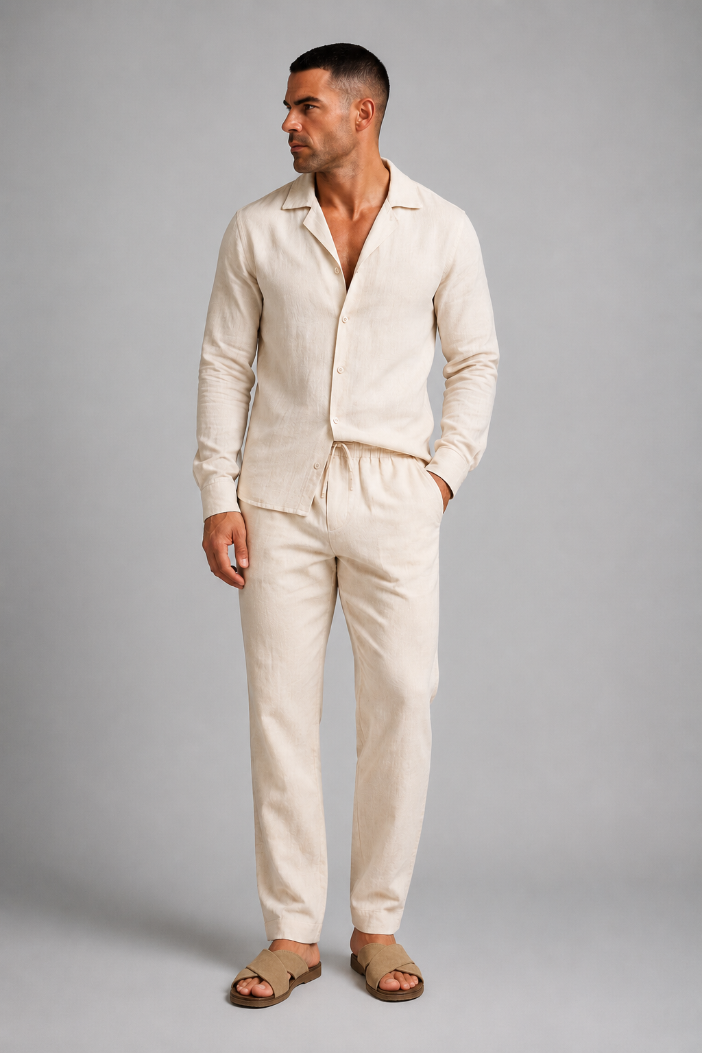Men’s Linen Lounge Set | Men | Breathable Linen Blend | Comfortable Loungewear Co-Ord | Relaxed Fit | Steven & Levon