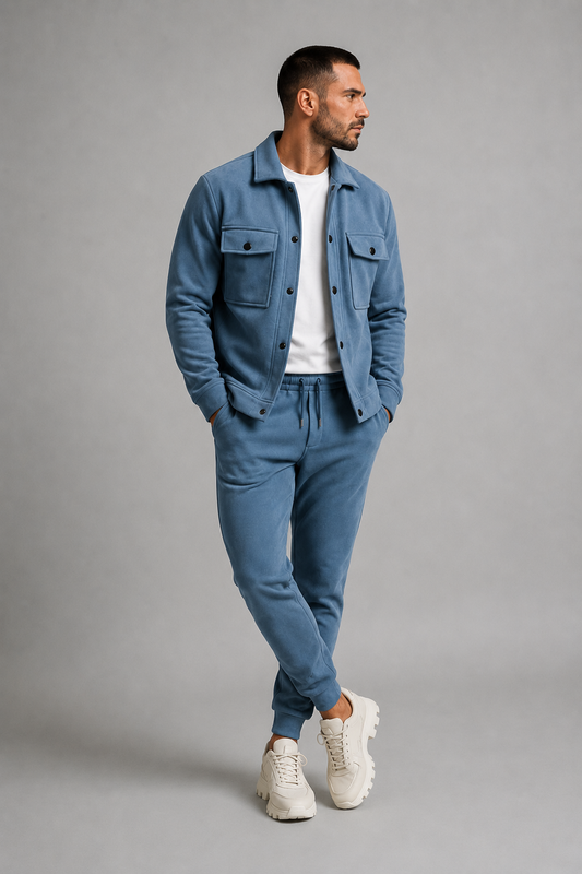 Men’s Suede Tracksuit Set | Men | Soft Suede Fabric | Casual & Sporty Two Piece Co-Ord | Relaxed Fit | Steven & Levon