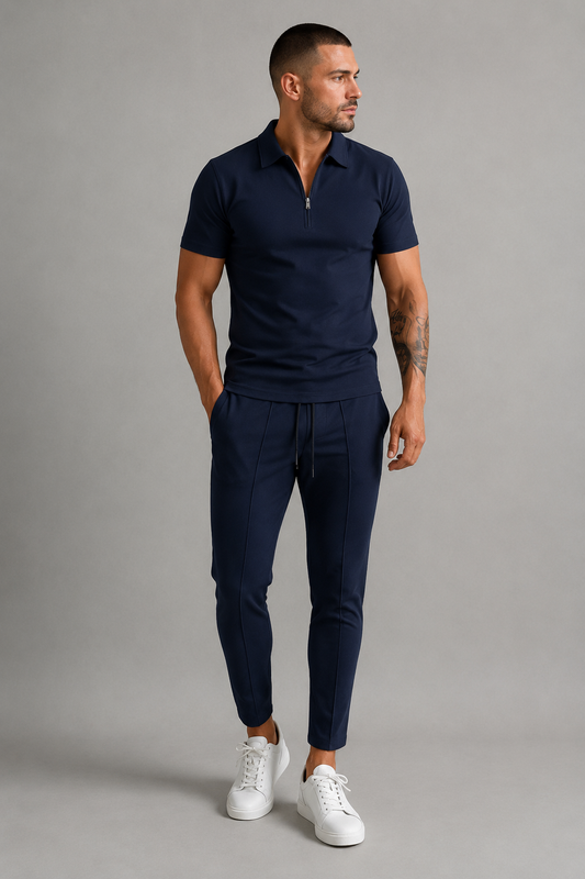 Men’s Polo Shirt & Trouser Set | Men | Soft Stretch Fabric | Smart Casual Co-Ord Outfit | Elegant Fit | Steven & Levon
