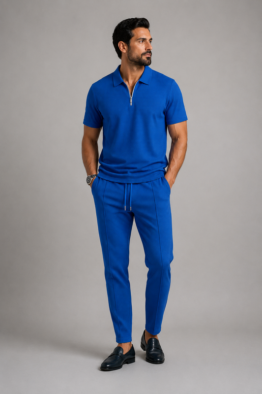 Men’s Polo Shirt & Trouser Set | Men | Soft Breathable Fabric | Casual Comfort Co-Ord Outfit | Relaxed Fit | Steven & Levon