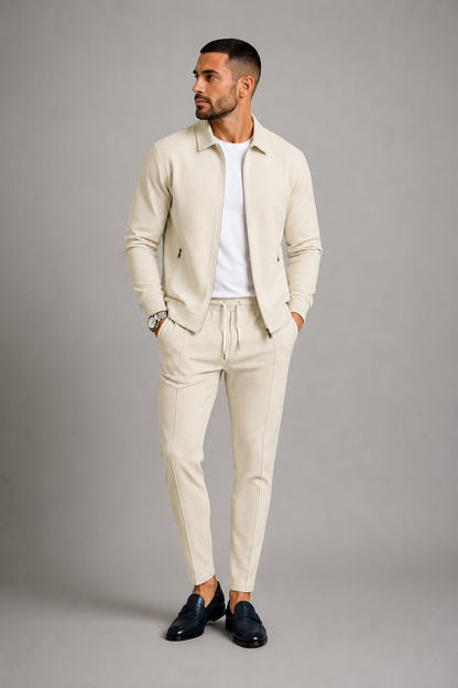 Men’s Zip-Up Two Piece Set | Men | Soft Stretch Fabric | Modern Casual Co-Ord Suit | Zipper Closure | Steven & Levon