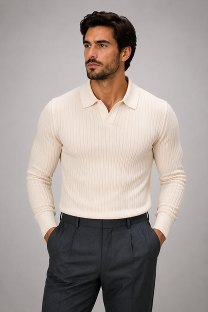 Men’s Tailored Knitted Shirt | Men | Stretch Knit Button-Up | Business Casual Smart Fit Shirt | Steven & Levon