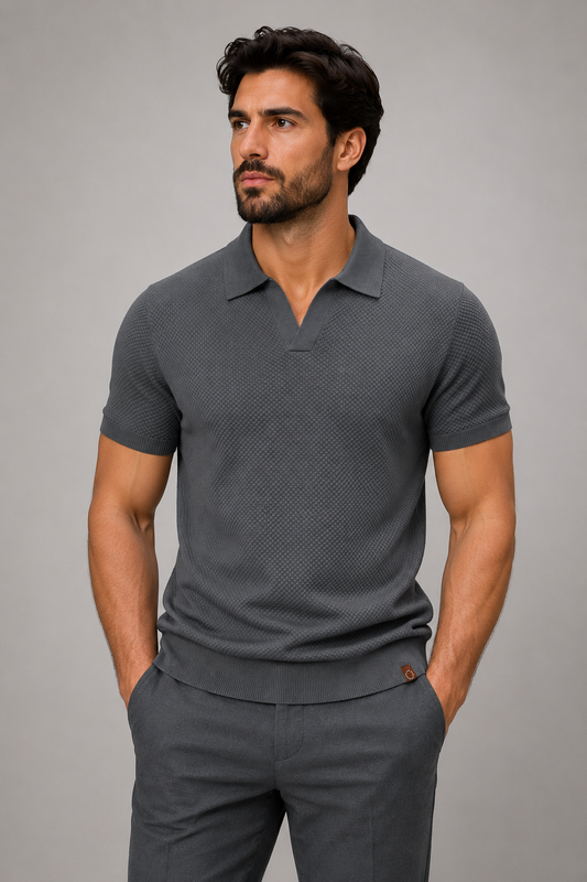 Men’s Knit Polo Shirt | Men | Short Sleeve Casual | Soft Knit Smart Casual Top | Steven & Levon