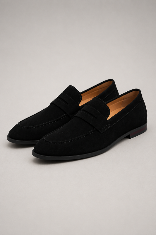 Mens Suede Penny Loafers | Casual Slip-On Shoes for Men | Steven & Levon