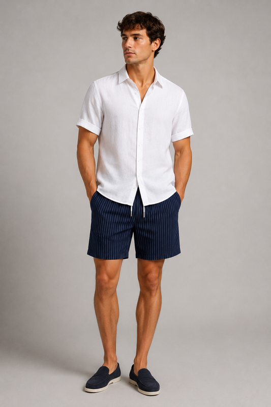 Men Shirt & Swim Shorts Set | Drawstring Waist Co-Ord | Summer Beachwear | Steven & Levon