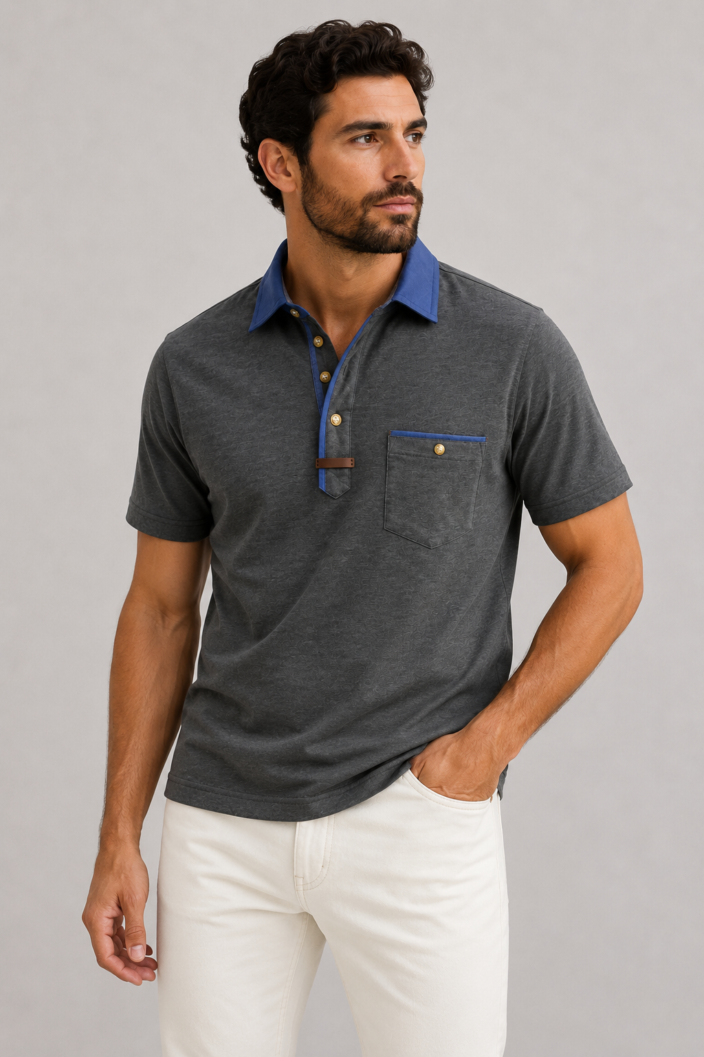 Men’s Classic Polo Shirt | Cotton Blend | Button Placket Short Sleeve Casual Top | Steven & Levon