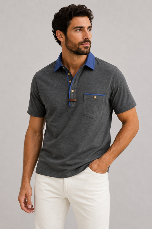 Men’s Classic Polo Shirt | Cotton Blend | Button Placket Short Sleeve Casual Top | Steven & Levon