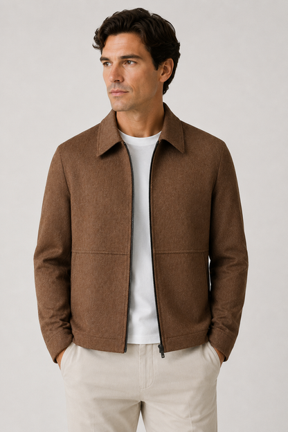 Textured Harrington Super Shirt | Textured Cotton Blend | Zip Front Lightweight Overshirt | Steven & Levon