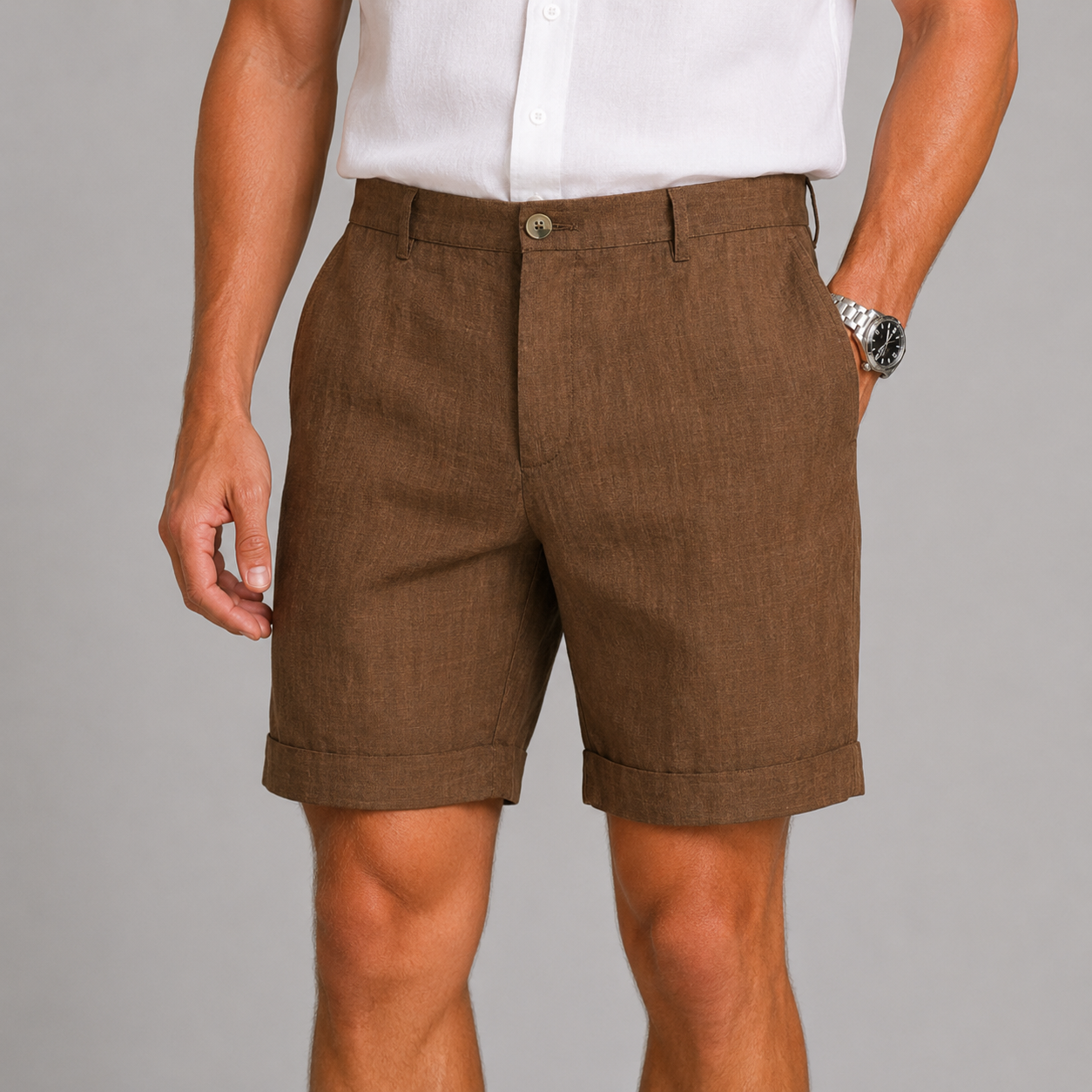 Men’s Tailored Linen Blend Shorts | Lightweight Summer Fit | Smart Casual Shorts | Steven & Levon