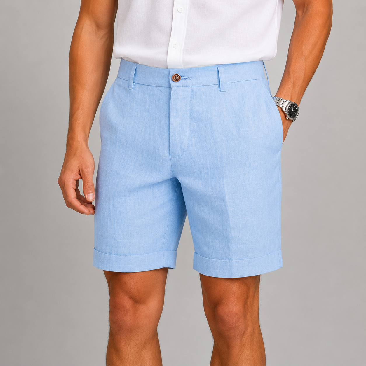 Men’s Tailored Linen Blend Shorts | Lightweight Summer Fit | Smart Casual Shorts | Steven & Levon