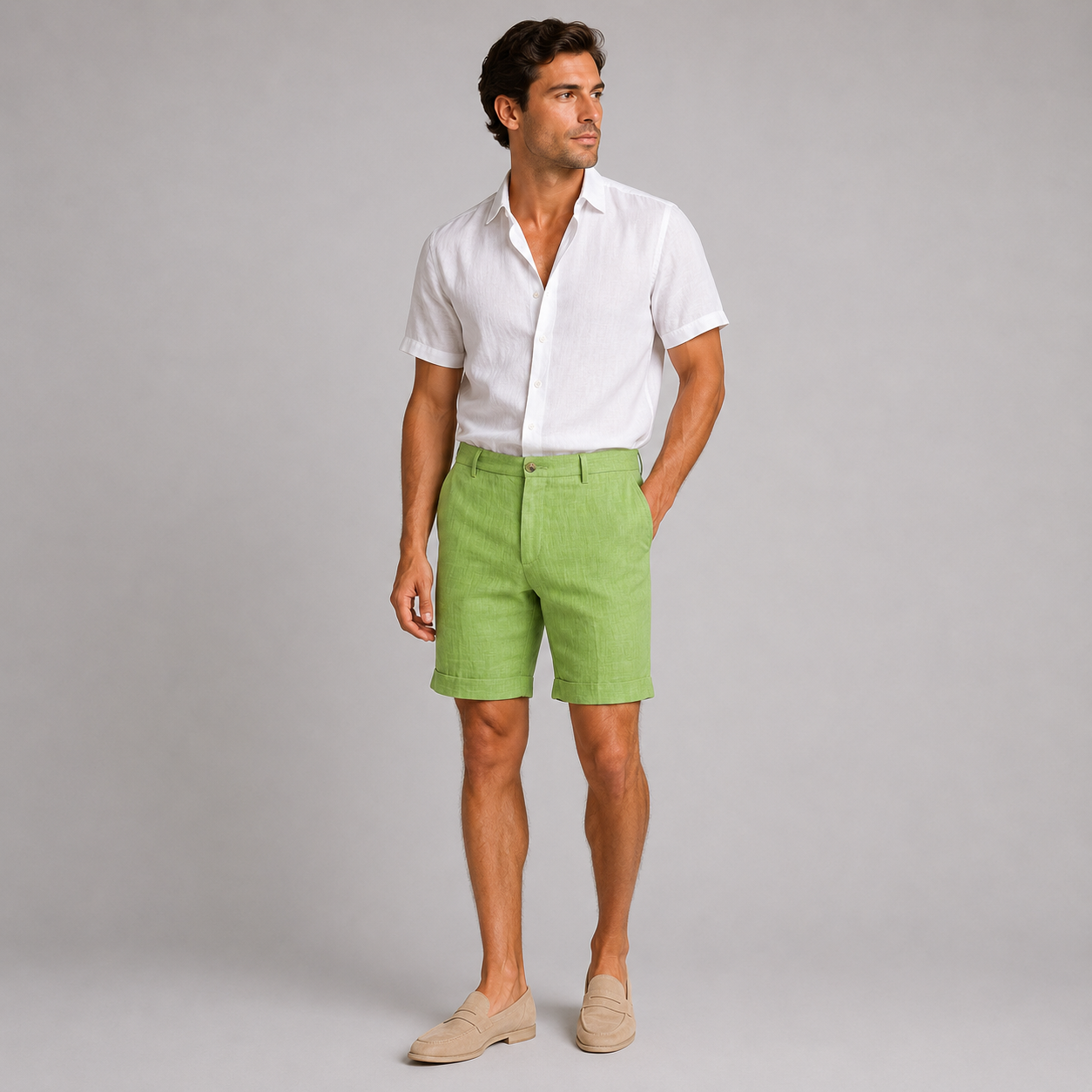 Men’s Tailored Linen Blend Shorts | Lightweight Summer Fit | Smart Casual Shorts | Steven & Levon