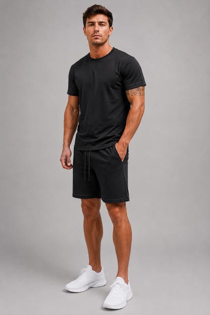 Men’s Lightweight T-Shirt and Shorts Set | Men | Breathable Textured Blend | Short Sleeve Summer Co-Ord | Steven & Levon