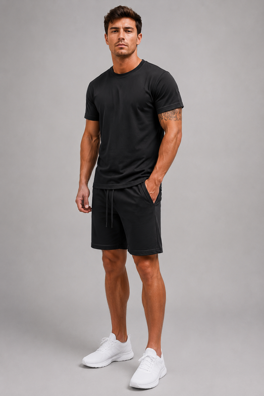 Men’s Lightweight T-Shirt and Shorts Set | Men | Breathable Textured Blend | Short Sleeve Summer Co-Ord | Steven & Levon