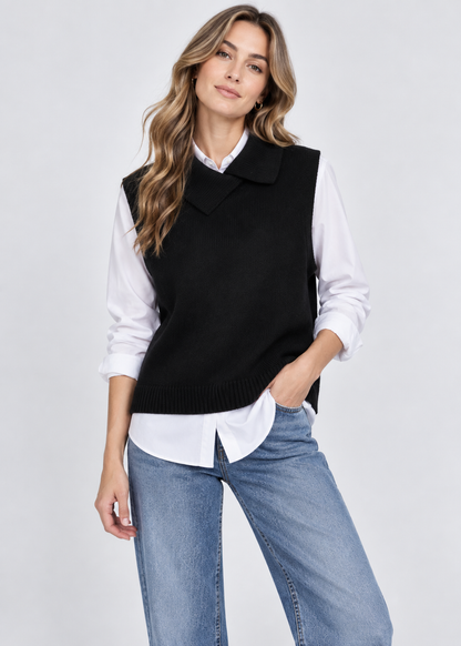Women's Knitted Vest | Collarless Sleeveless Casual Korean Style | Steven & Levon