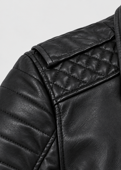 Men's Luxe Leather Jacket | Men | PU Leather | Slim Fit Stand Collar Zip Front | Steven & Levon