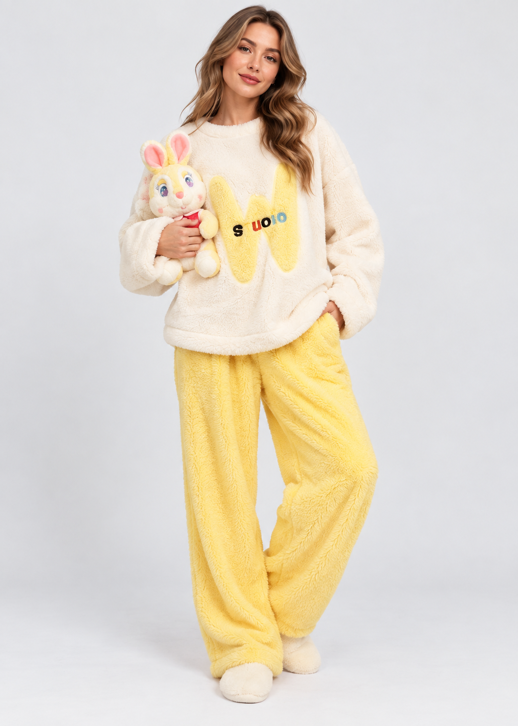 Alissa | Women's Fleece Embroidered Pyjama Set | Steven & Levon