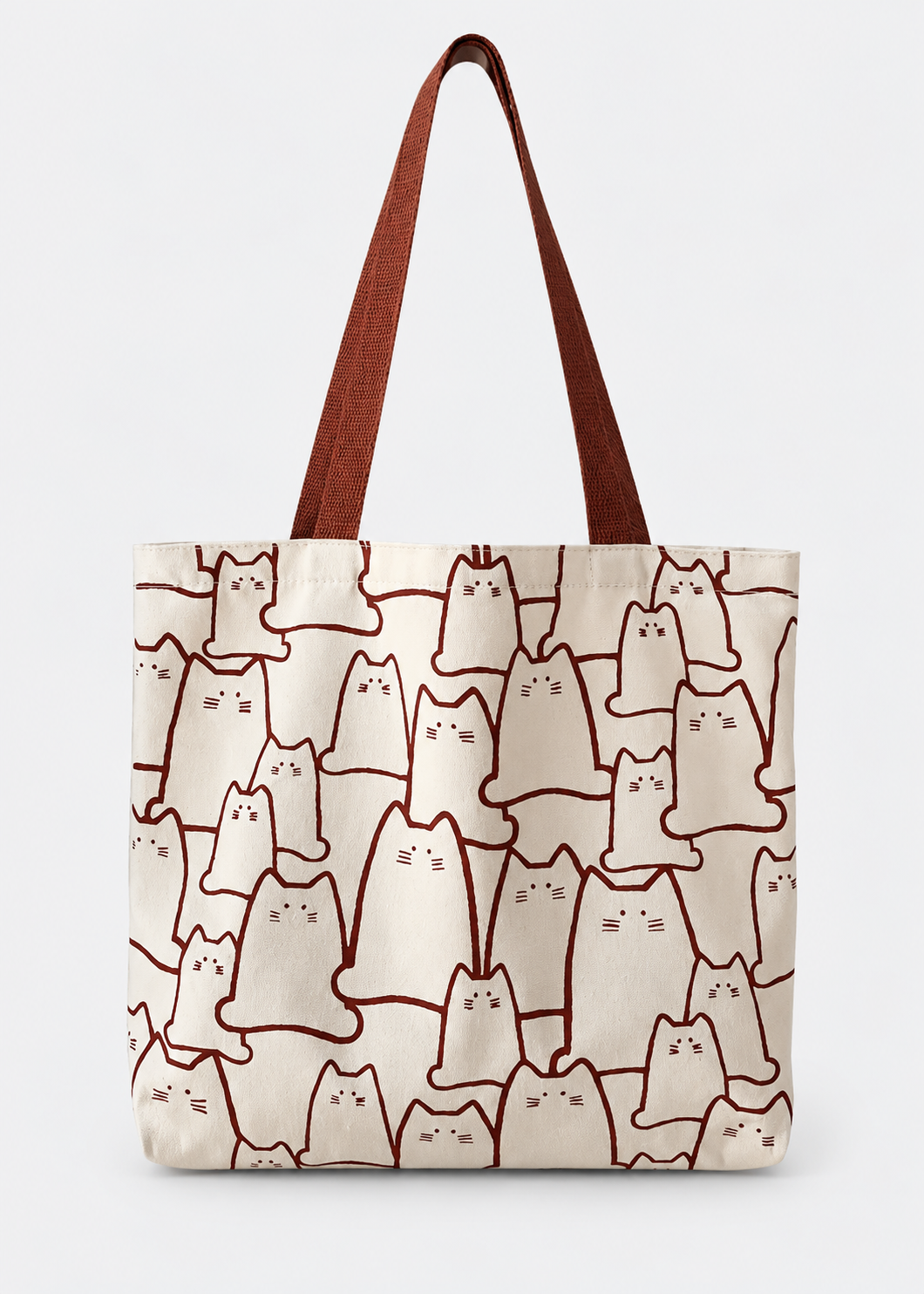 Canvas Tote Bag | Women | Cute Cat Print | Zipper Closure | Casual Shoulder Bag | Steven & Levon
