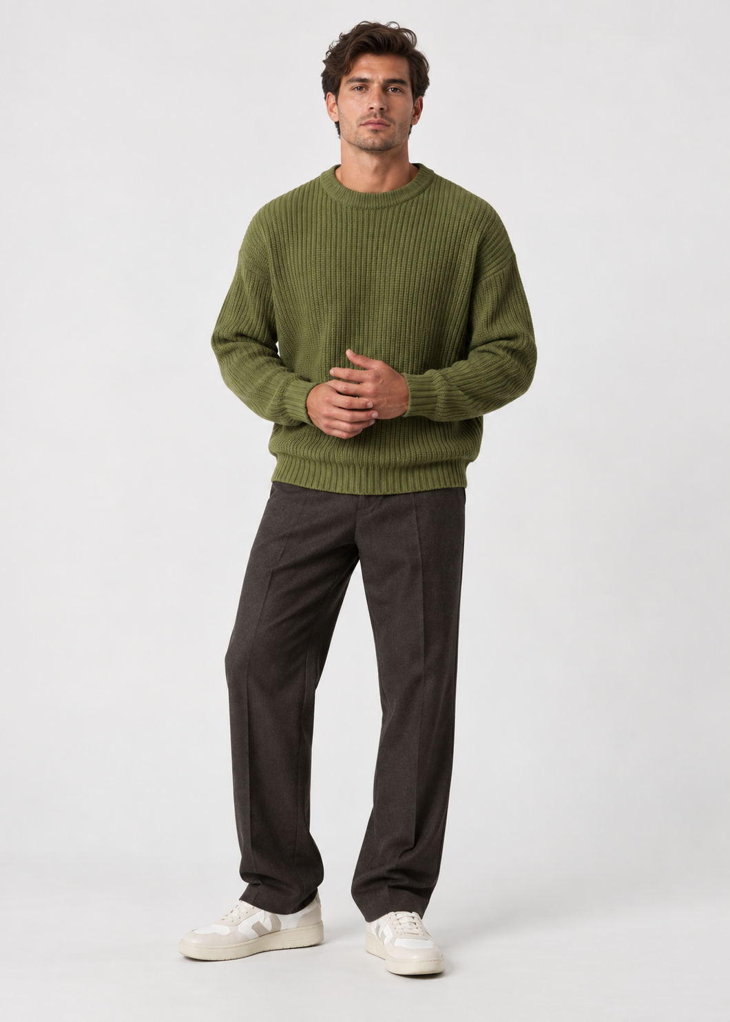 Men’s Oversized Knitted Sweater | Ribbed Knit Fabric | Textured Relaxed Fit | Steven & Levon