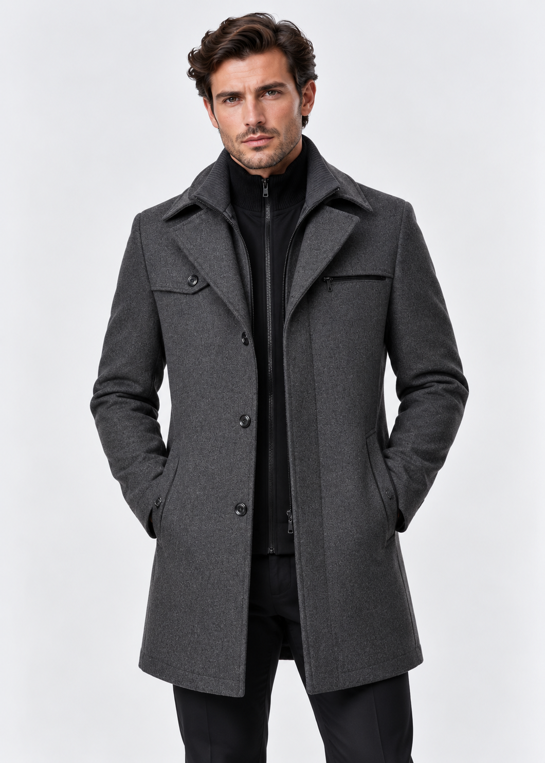 Men's Tailored Coat | Elegant Fit | Smart Formal Overcoat | Classic Style | Steven & Levon