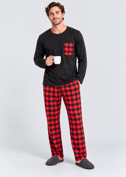 Checkered Sleepwear | Men's Pajama | Cotton Blend | Long Sleeve | Relaxed Fit | Steven & Levon