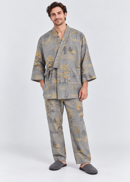 Kimono Sleepwear | Men's Pajama | Cotton | Robe & Pants | Loose Fit | Steven & Levon