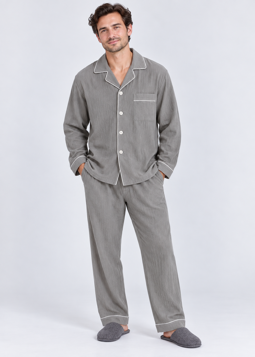 Classic Sleepwear | Men's Pajama | Plus Size | Lapel Collar | Long Sleeve | Steven & Levon