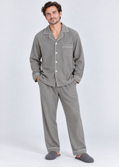 Classic Sleepwear | Men's Pajama | Plus Size | Lapel Collar | Long Sleeve | Steven & Levon