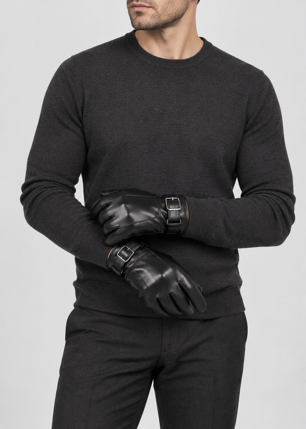 Black Leather Gloves | Men | Genuine Leather | Warm Winter Gloves | Classic Style | Steven & Levon