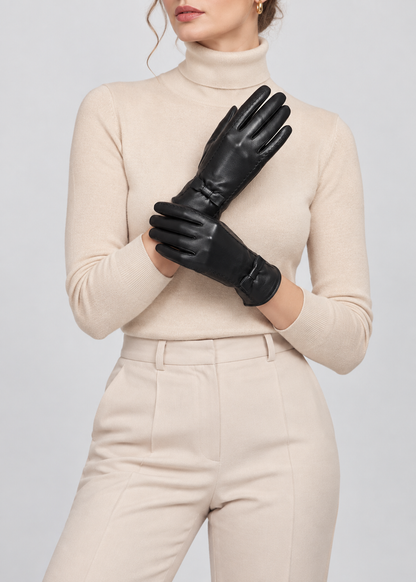 Leather Gloves | Women | Vegan Leather | Touchscreen Winter Gloves | Warm | Steven & Levon
