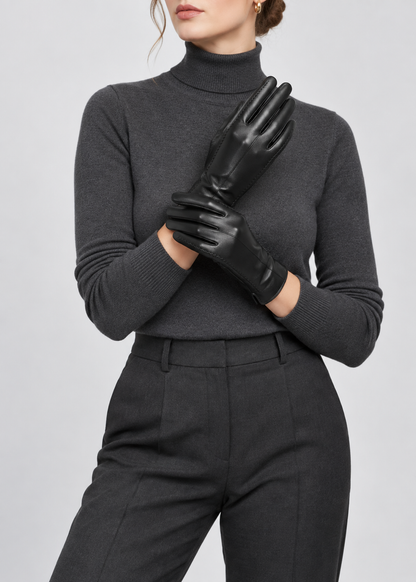 Elegant Leather Gloves | Women | Vegan Leather | Warm Winter Gloves | Classic | Steven & Levon