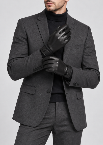 Warm Leather Gloves | Men | Sheepskin Leather | Soft Lined Winter Gloves | Classic | Steven & Levon