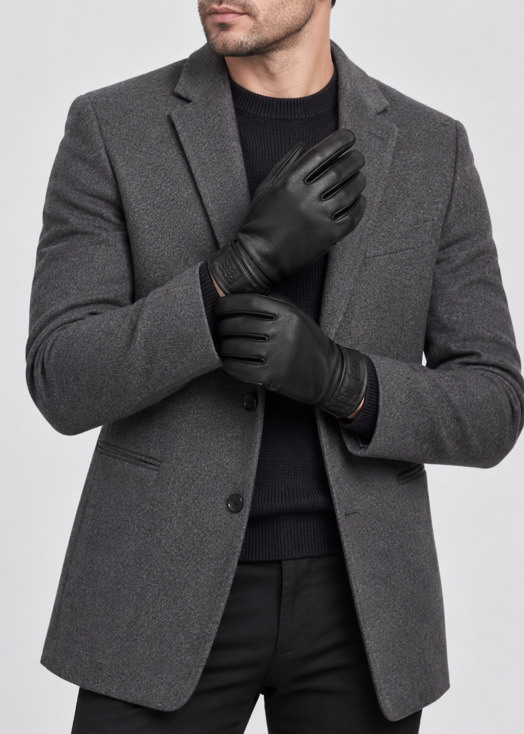 Black Leather Gloves | Men | Deerskin Leather | Warm Winter Gloves | Classic Style | Steven & Levon
