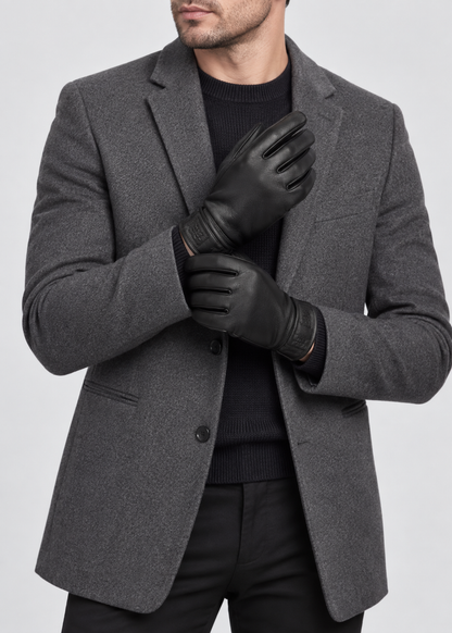 Black Leather Gloves | Men | Deerskin Leather | Warm Winter Gloves | Classic Style | Steven & Levon