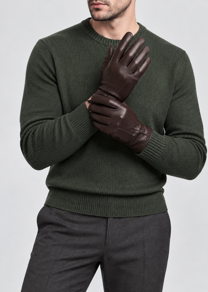 Black Leather Gloves | Men | Sheepskin Leather | Warm Winter Gloves | Classic Style | Steven & Levon