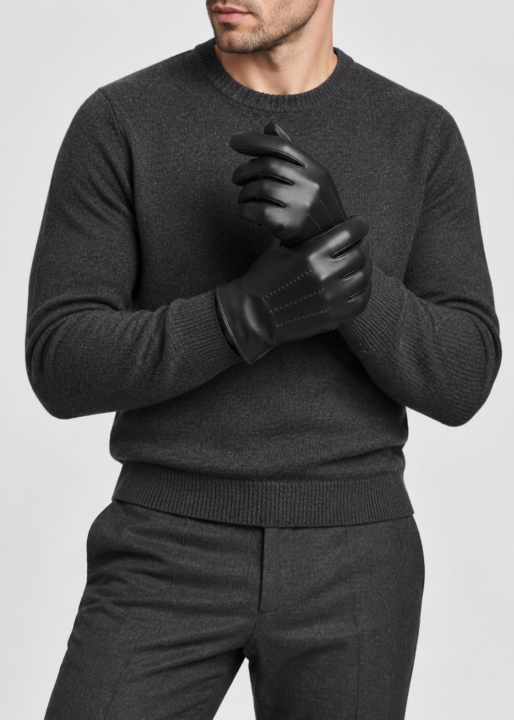Touchscreen Leather Gloves | Men | Sheepskin Leather | Warm Winter Gloves | Classic | Steven & Levon