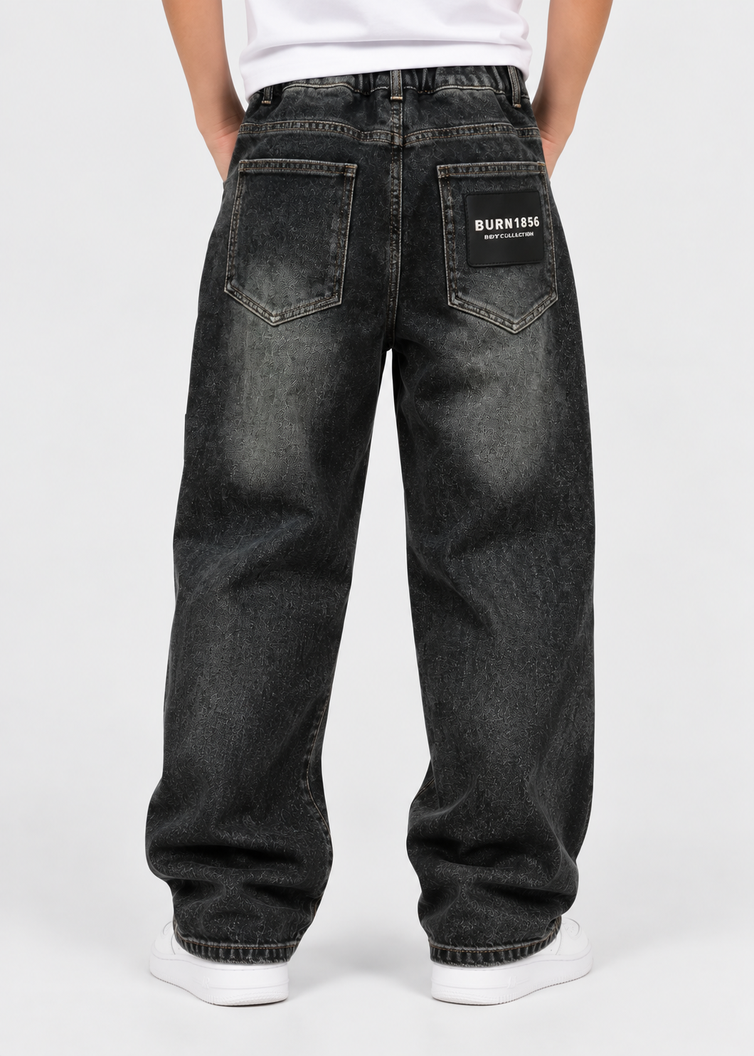 Boys Loose Fit Jeans | Kids | Straight Leg | Letter Patch | Casual Everyday Pants | Steven & Levon