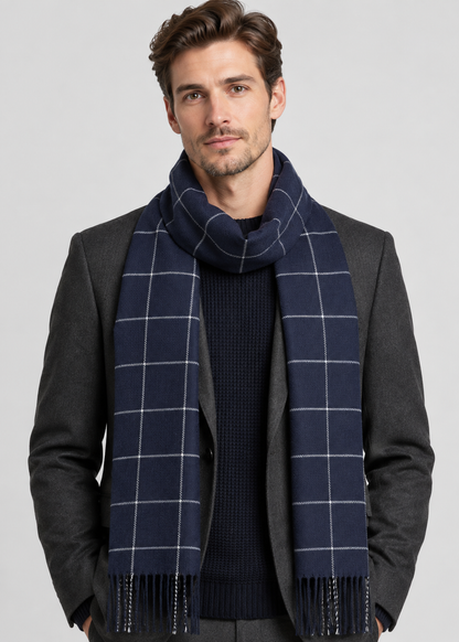 Men’s Plaid Winter Scarf | Soft Warm Tartan Wrap | Classic Cold Weather Accessory | Steven & Levon