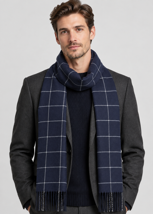 Men’s Plaid Winter Scarf | Soft Warm Tartan Wrap | Classic Cold Weather Accessory | Steven & Levon
