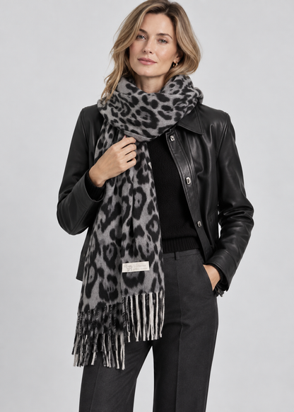 Leopard Tassel Scarf | Women | Faux Cashmere | Warm Soft Shawl Wrap | Animal Print Winter Accessory | Steven & Levon