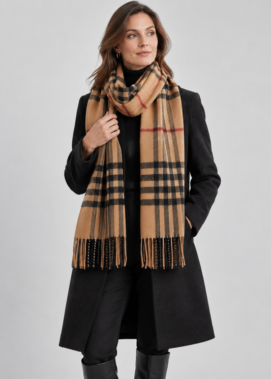 Checkered Winter Scarf | Unisex | Soft Warm Fabric | Classic Long Wrap | Cold Weather Accessory | Steven & Levon
