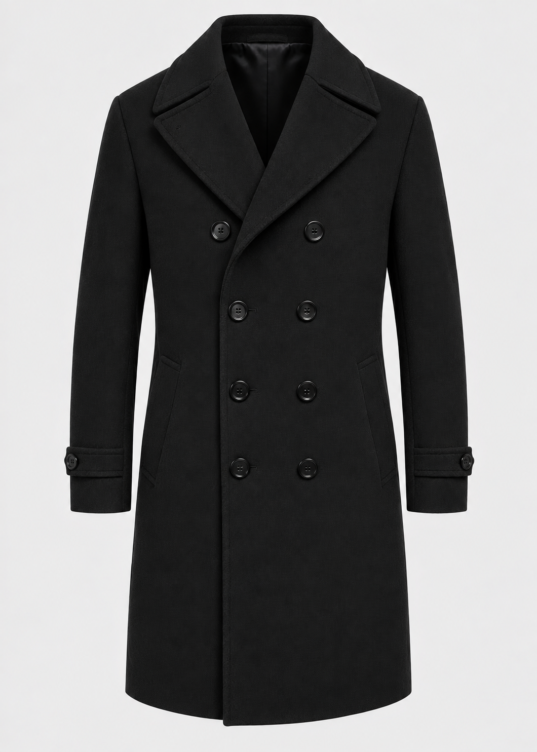Men's Double-Breasted Overcoat | Notched Collar | Tailored Long Coat | Steven & Levon